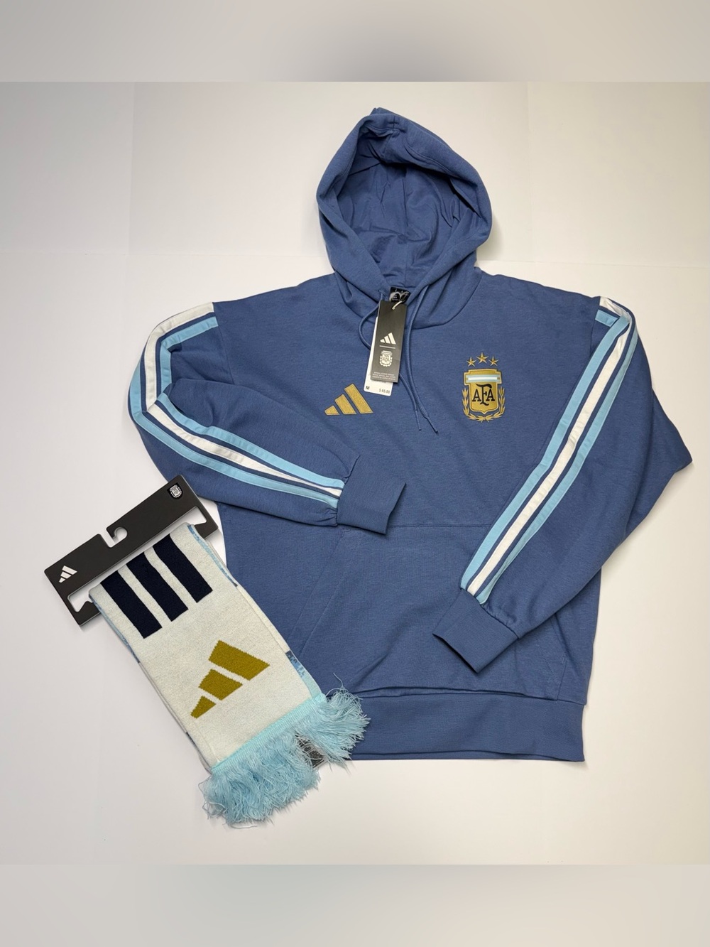 Adidas Argentina Soccer Team AFA DNA Hoodie Men’s Size M JZ6291/ With Scarf NWT
